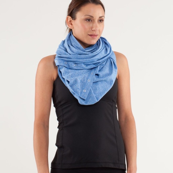 NWT Lululemon Vinyasa Scarf Blue RULU Heathered Porcelain (Reversible) - Picture 4 of 13